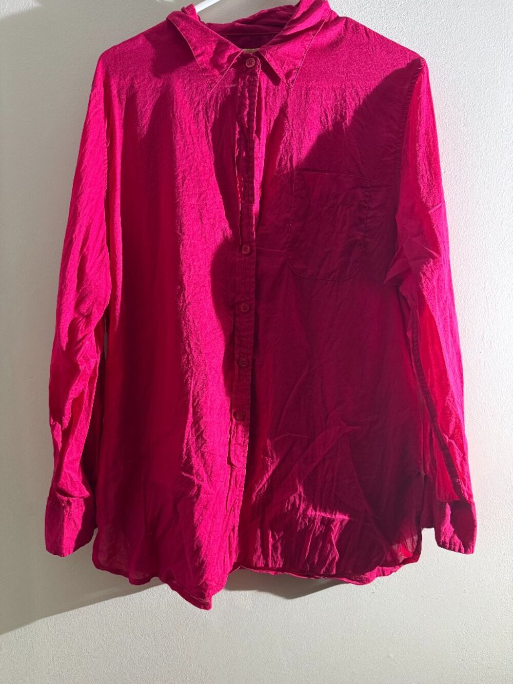 Ellen Tracy Magenta Pink Long Sleeve Button Down Blouse | L